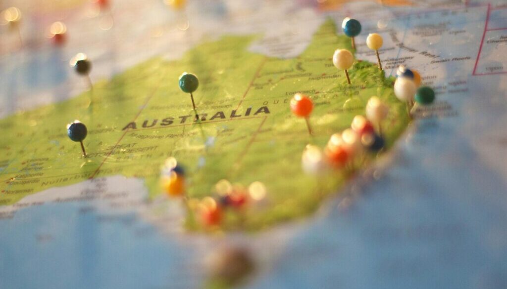 Australia pin map stock